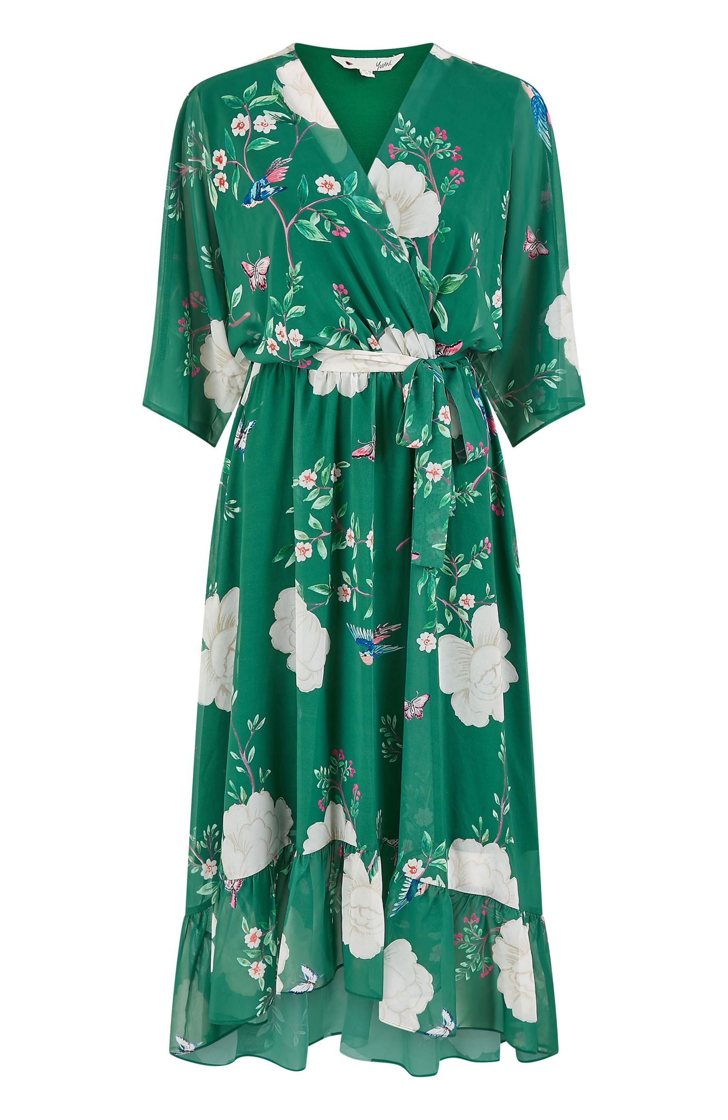 Women's Midi Dip Hem Wrap Dress