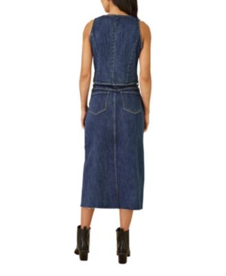 Women's Button Up Denim Stretch Waistcoat