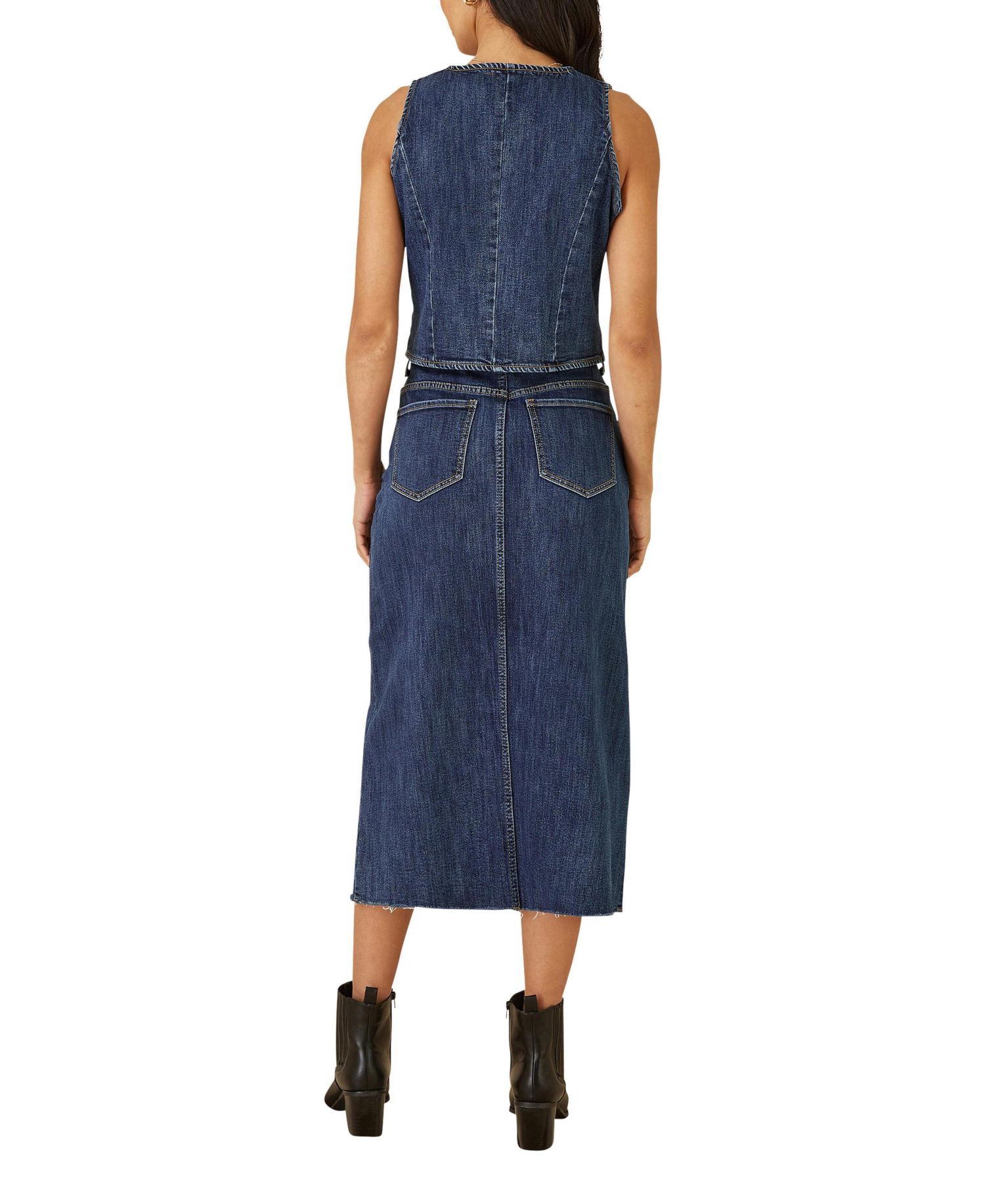 Women's Button Up Denim Stretch Waistcoat