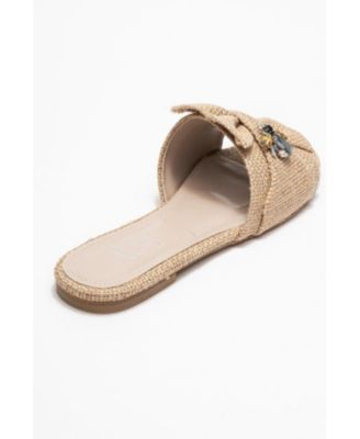 Daphne Raffia Bow Slide Sandal (Women)