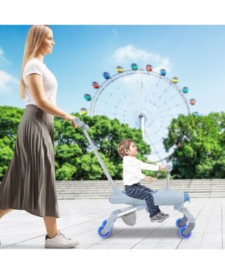 2-in-1 Kids Ride On Push Car with LED Lighted Wheels and Storage