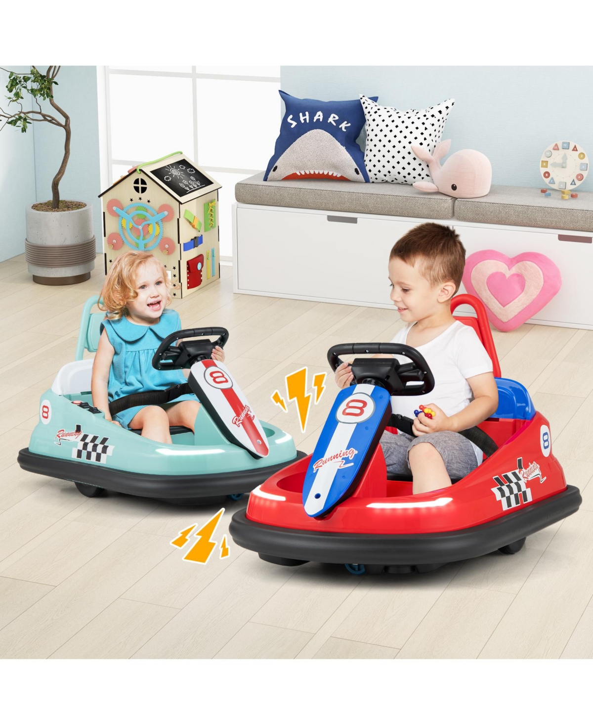 6V kids Ride-on Bumper Car with 360° Spinning and Dual Motors-Green