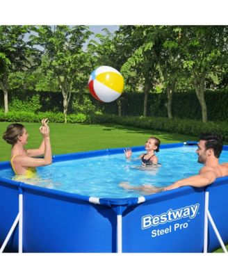 Steel Pro 13 Foot x 32 Inch Rectangular Above Ground Swimming Pool, Blue