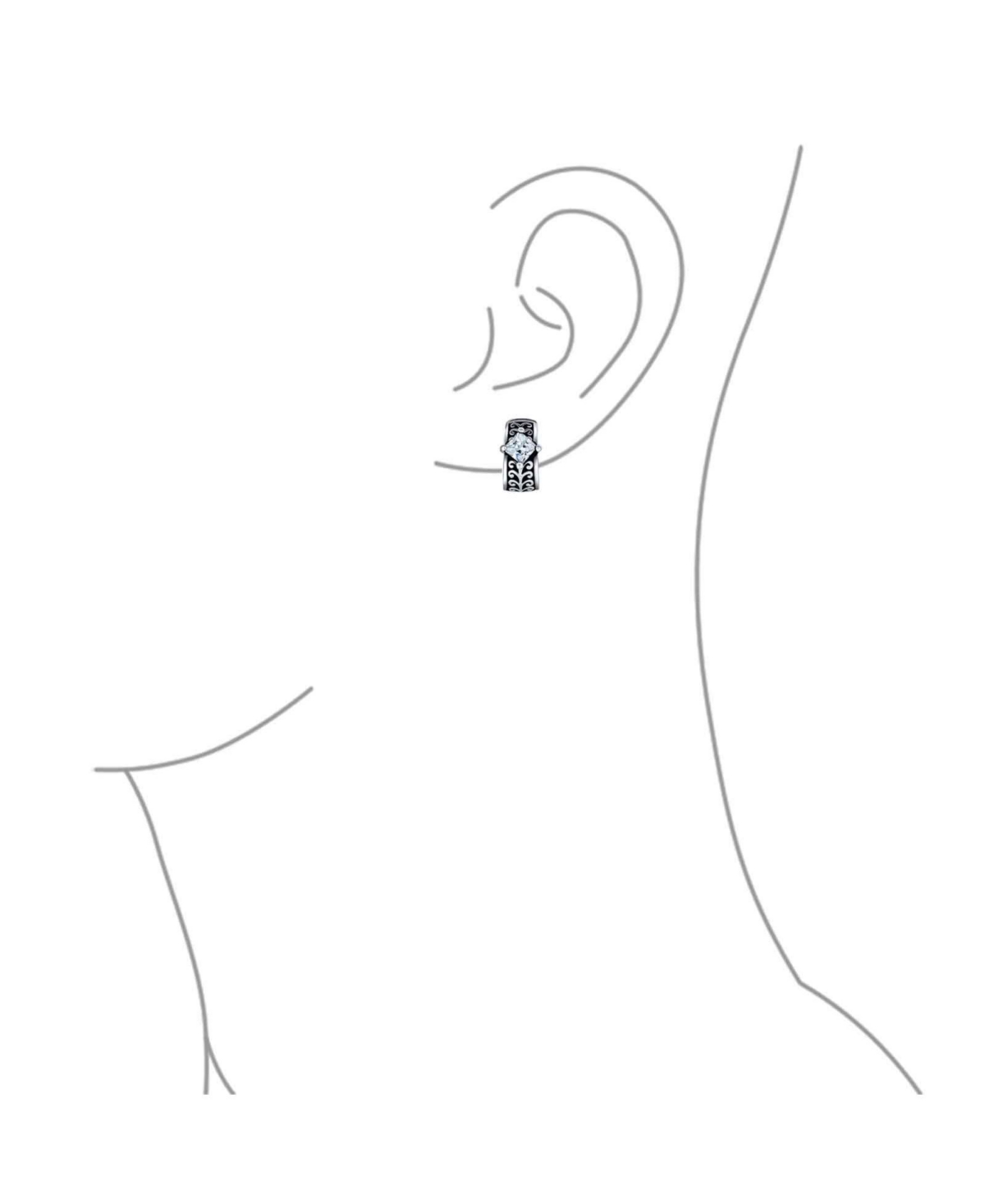 Bling Jewelry Set of 2 Black Clear Crystal Vines Scroll Half Hoop Clip-On Earrings Non-Pierced