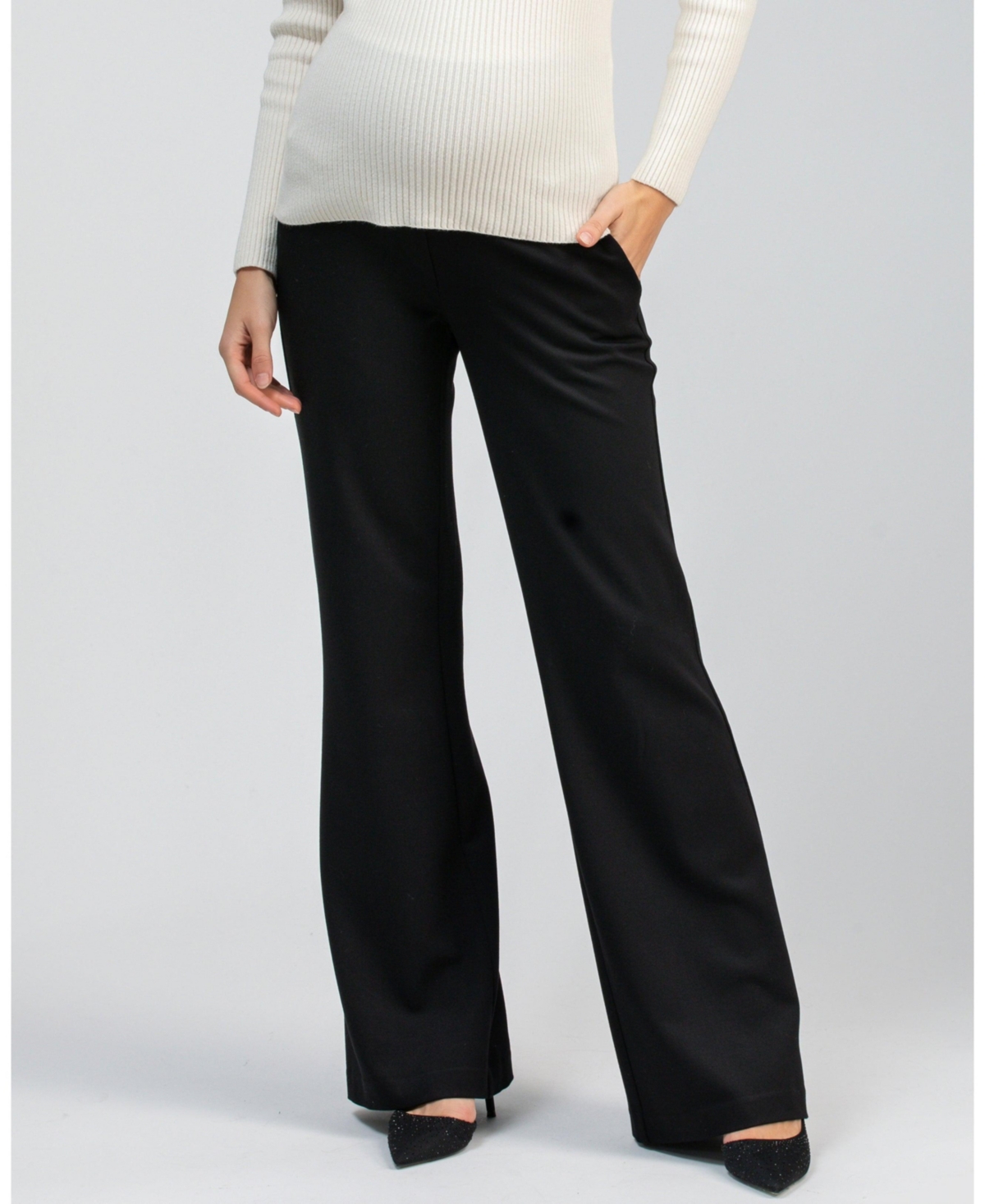 Pietro Brunelli Maternity Black Tailored Robin Trousers with Stretch Waistband