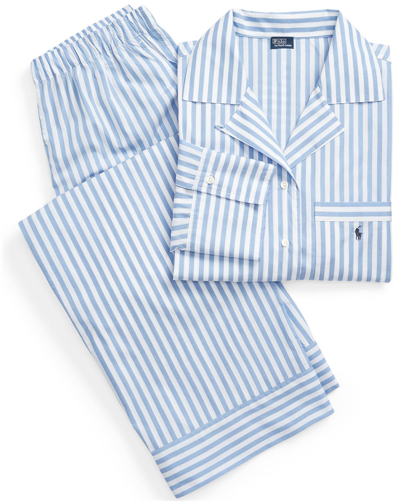 Женская пижама Polo Ralph Lauren: рубашка на пуговицах и брюки, 2 предмета, цвет: Синий / Белый — фото 4