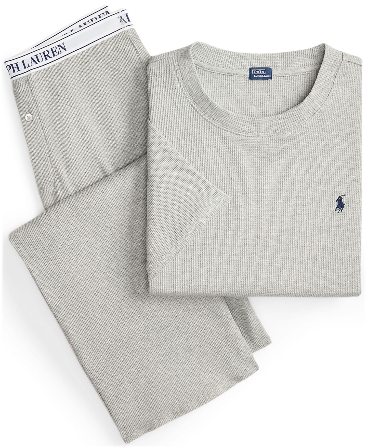 Женская пижама Polo Ralph Lauren: топ с коротким рукавом и брюки, 2 предмета, цвет: Серый — фото 5