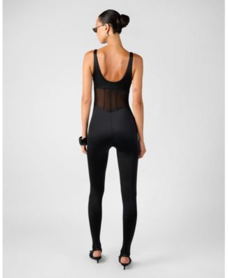 Spandex Sheer Panel Bodysuit