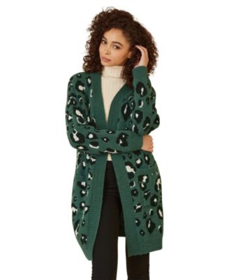 Women's Animal Intarsia Knit Long Cardigan