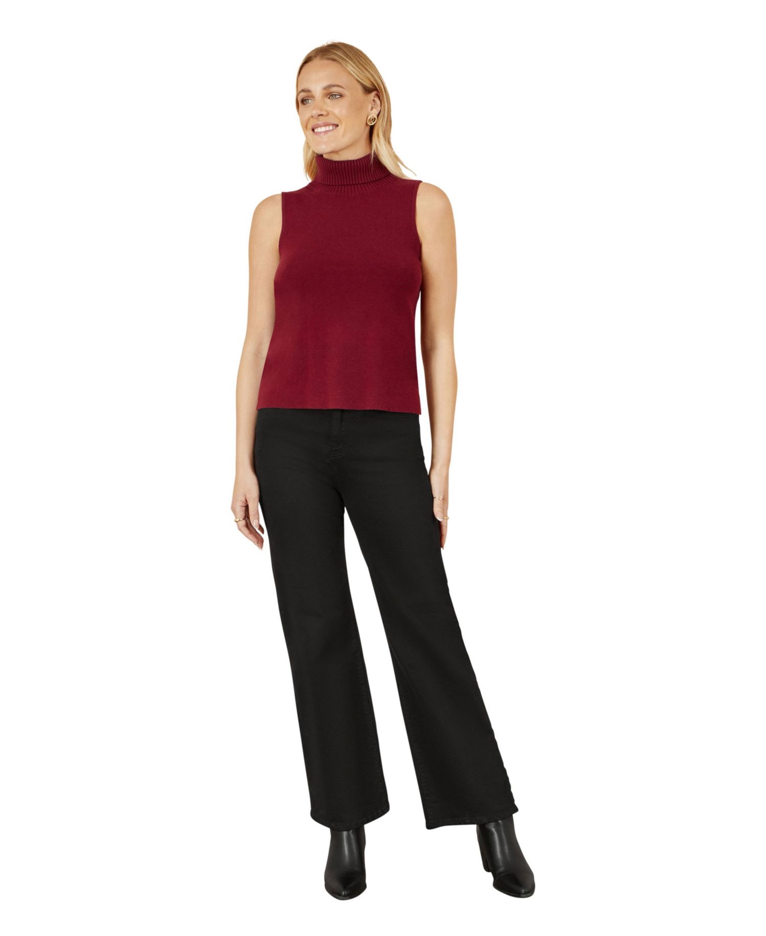 Women's High Neck Knitted Sleeveless Sweater