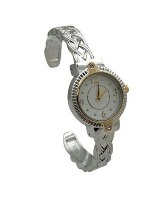 Bright Metallic Elegant Cuff Women Watch, Two Tone