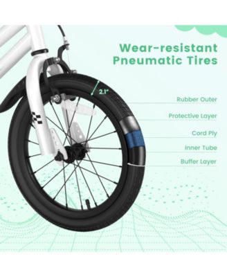 16 Inch Kids Bike with Removable Training Wheels and Adjustable Seat, Black/White