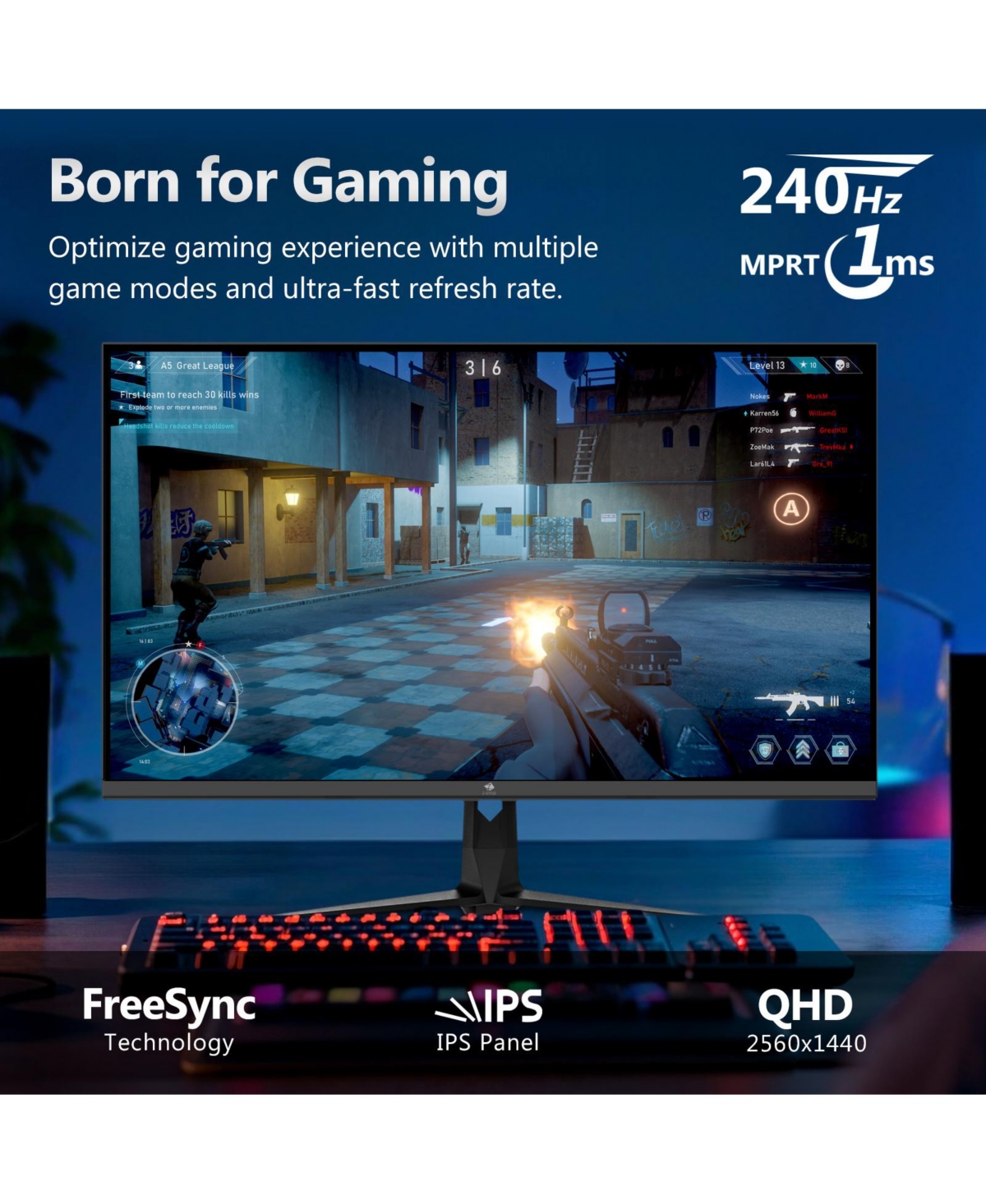 UG27QS 27 inch 2K Qhd 2560 x 1440 240Hz 1ms Ips Gaming Monitor