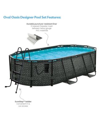 13' x 8' x 39.5" Oasis Designer Oval Swimming Pool, Dark Herringbone