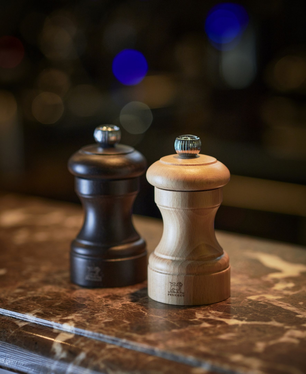 Peugeot Bistro 4" Pepper Salt Mill Set In Black