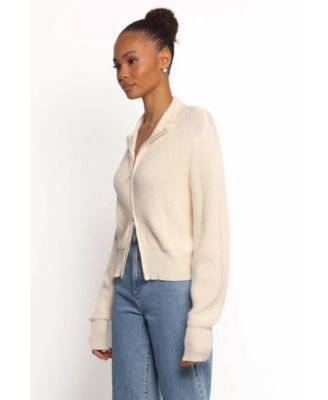 Women's Kourtney Zip Cardigan - Cream L