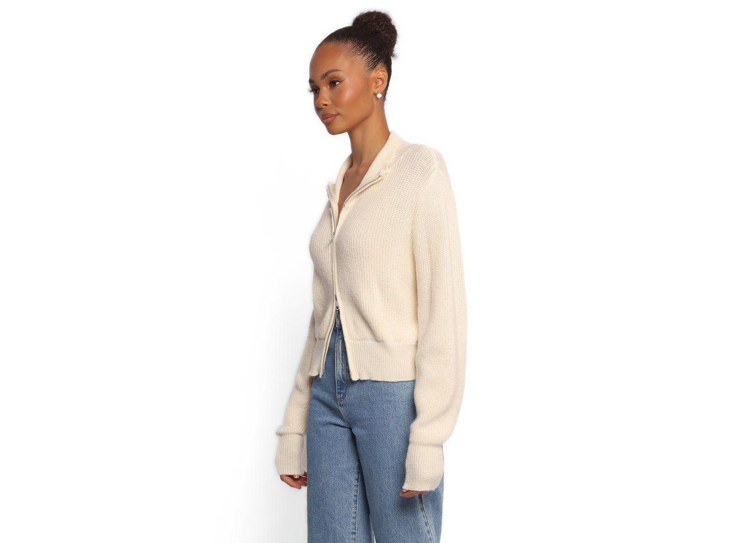 Women's Kourtney Zip Cardigan - Cream