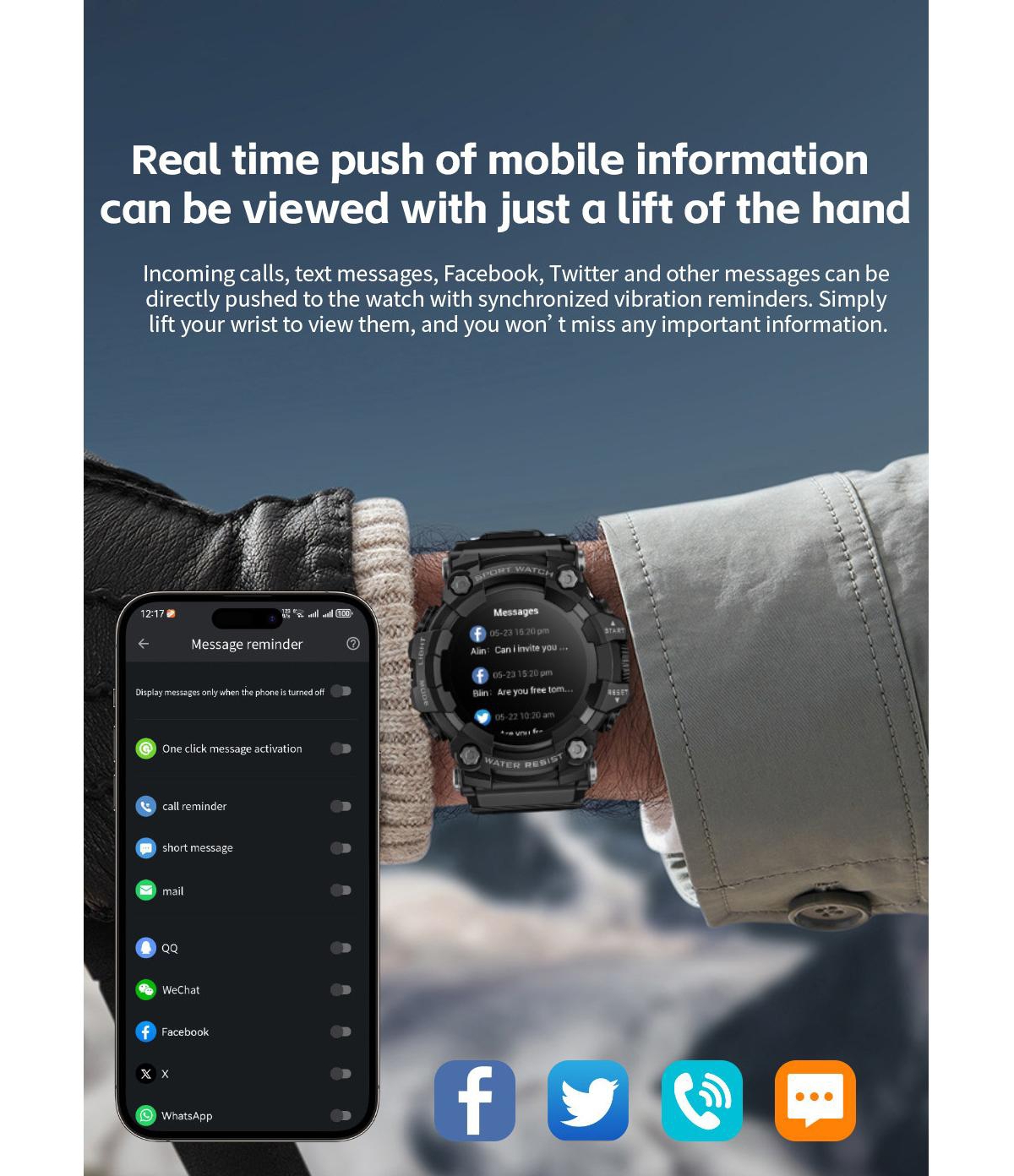 Ruxing smart Outdoor Adventure Waterproof Smart watch with Bluetooth Calling and Compass