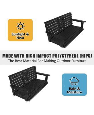 Poly Lumber 3-Seater Porch Swing, HIPS 5-Feet Bench for Outdoor Patio Garden Yard