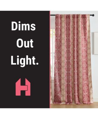 William Boho Damask Striped Patterned Window Back Tab Rod Pocket Curtains Bedroom - Light Blocking Darkening Window Panels, Set of 2