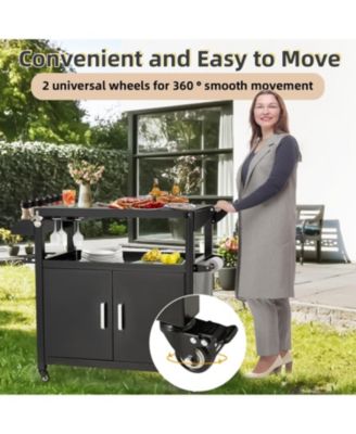 Outdoor Grill Table, 3-Tier Pizza Oven Stand Stainless Steel BBQ Prep Table