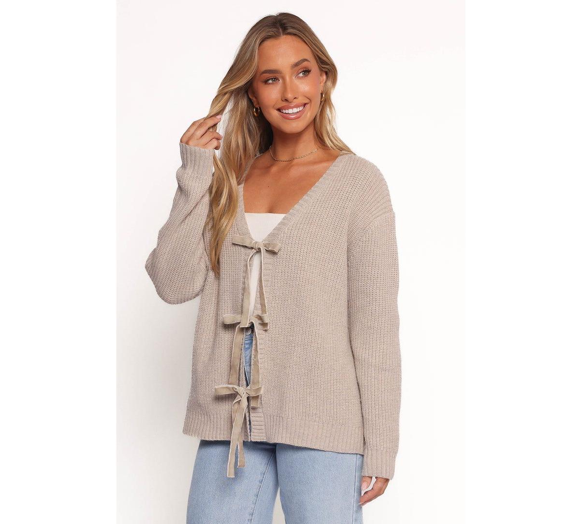 Petal and Pup Women's Hammond Tie Up Cardigan - Taupe Xl