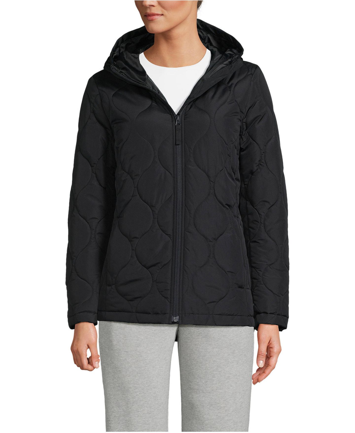 Женская куртка Lands' End FeatherFree Insulated, цвет: Чёрный — фото 1
