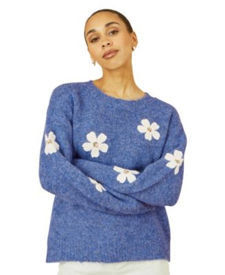 Women's Crochet Flower Knit Sweater