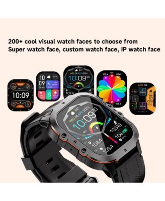 1.96'' AMOLED HD Large Screen Smart Watch For Men With Movement Call, Heart rate Blood oxygen Blood pressure monitoring, 1ATM -Blue line