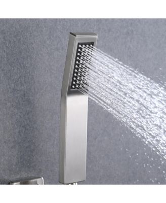 Ceiling Mount Shower Faucet Set with Rain Mixer, Hand Shower and Tub Spout