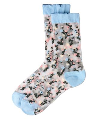 Women's Flowing Floral Sheer Crew Socks