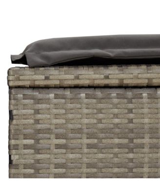 Sunbed Gray PE Rattan Two-Person Size Adjustable Armrests