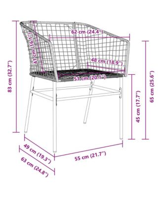 Garden Chair Black PE Rattan, Powder-Coated Steel Durable