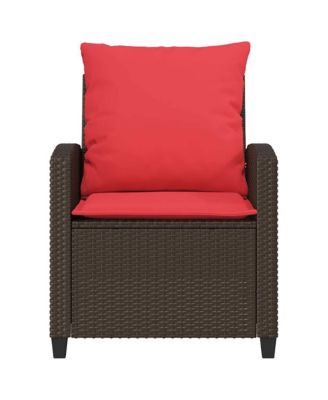 4 Piece Patio Sofa Set with Cushions Brown Poly Rattan