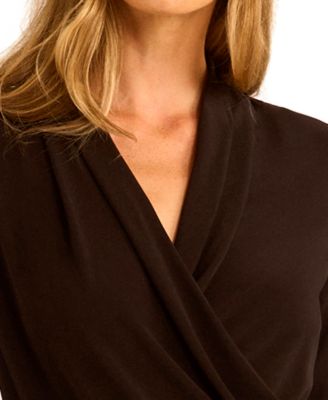 Women's Long-Sleeve Faux-Wrap Top