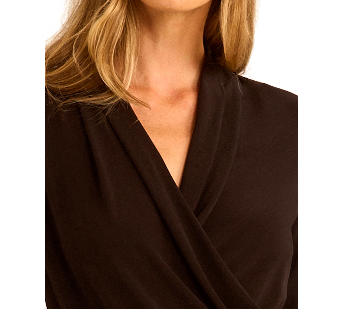 Vince Camuto Women's Long-sleeve Faux-wrap Top In Brown