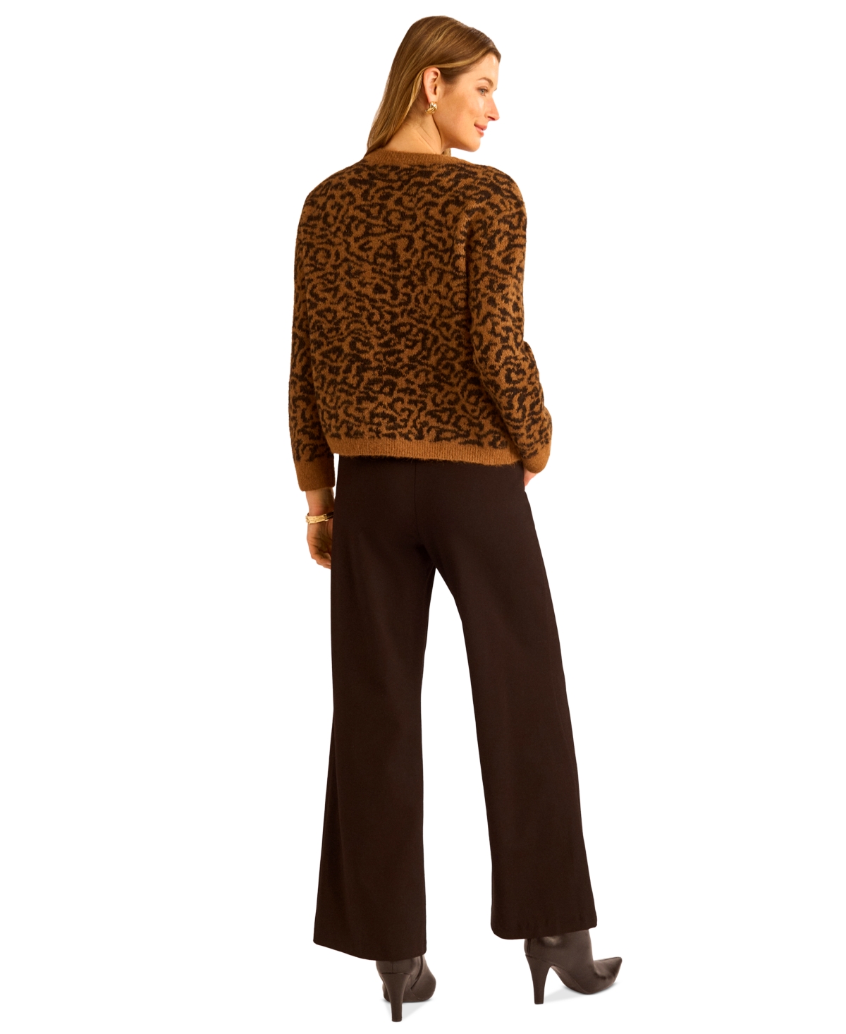 Vince Camuto Women's Leopard Print Long Sleeve Sweater