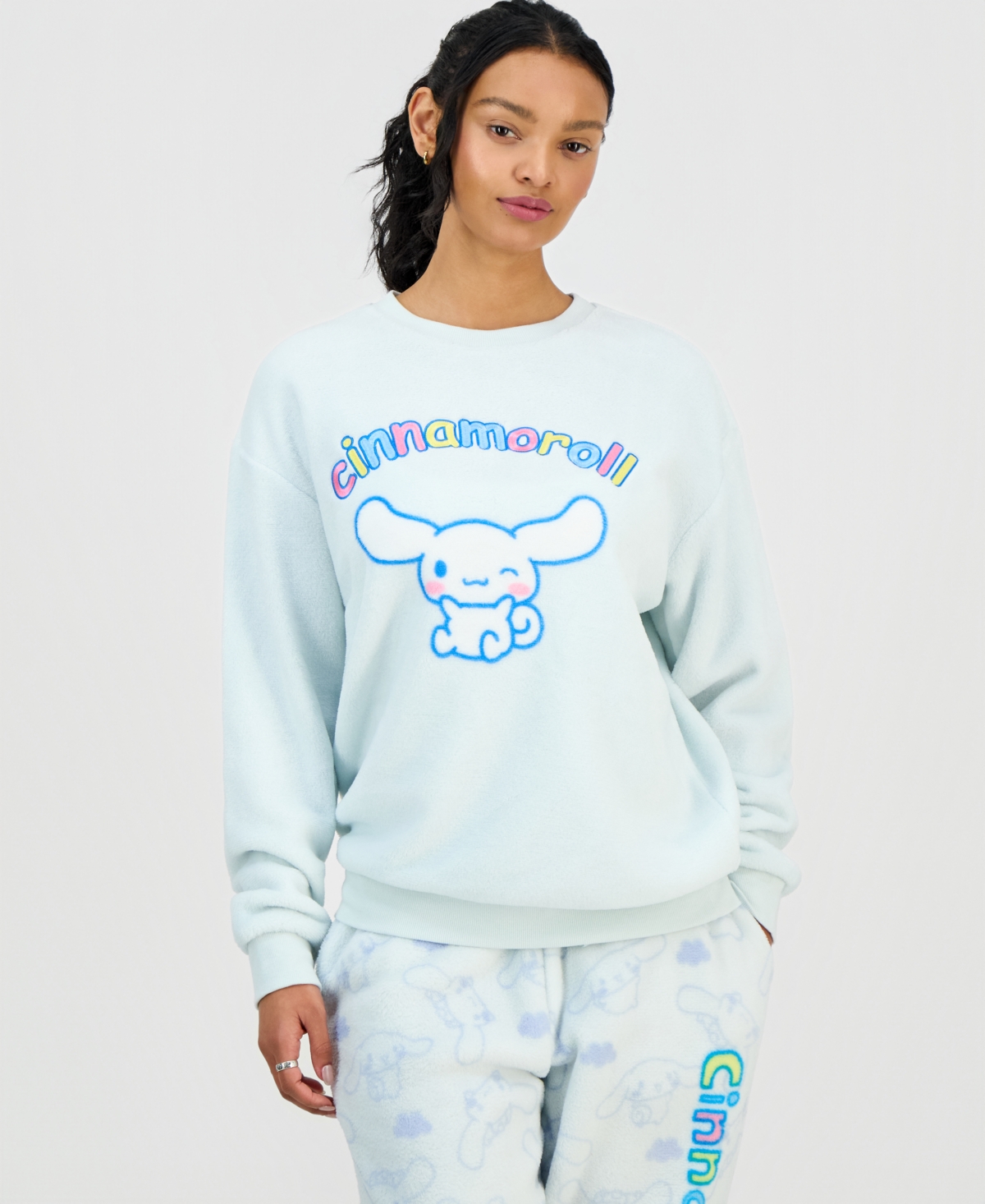 Love Tribe Women's Cinnamoroll Graphic Print Fleece Sweatshirt In Blue