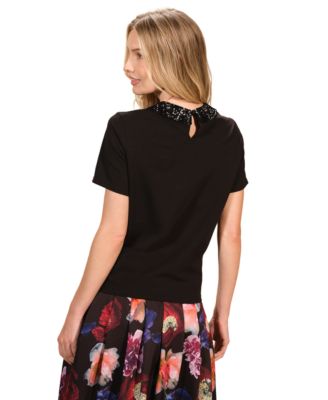 Women's Embellished Peter Pan Collar T-Shirt