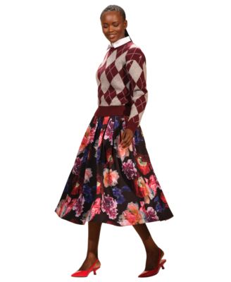 Women's Argyle Long Sleeve Sweater