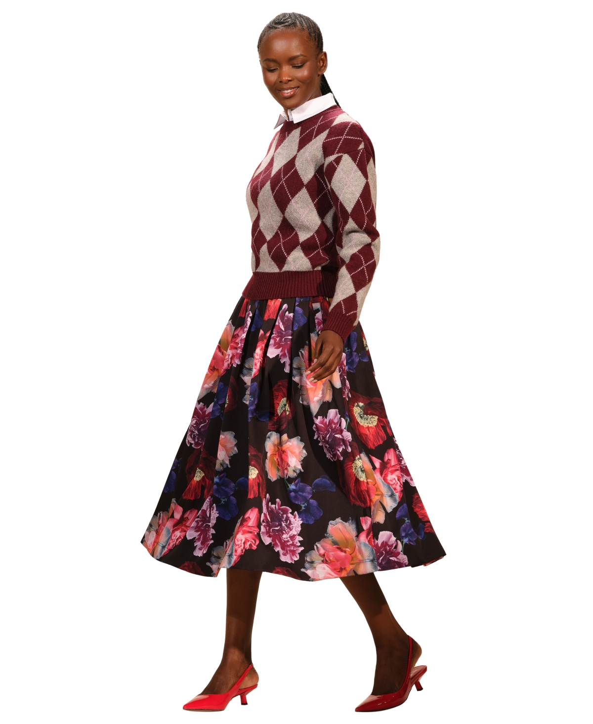 Isaac Mizrahi Women's Argyle Long Sleeve Sweater