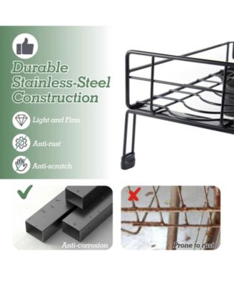 2-Tier Collapsible Expandable Dish Rack with Swivel Drain Spout and Rust-Resistant Stainless Steel Frame