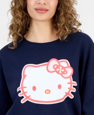 Juniors' Hello Kitty Glitter Fleece Crewneck Sweatshirt
