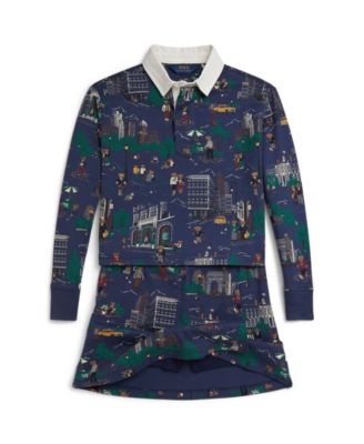 Girls 7-16 2-Piece Boxy-Fit Rugby Shirt and Wrap-Effect Skort Set