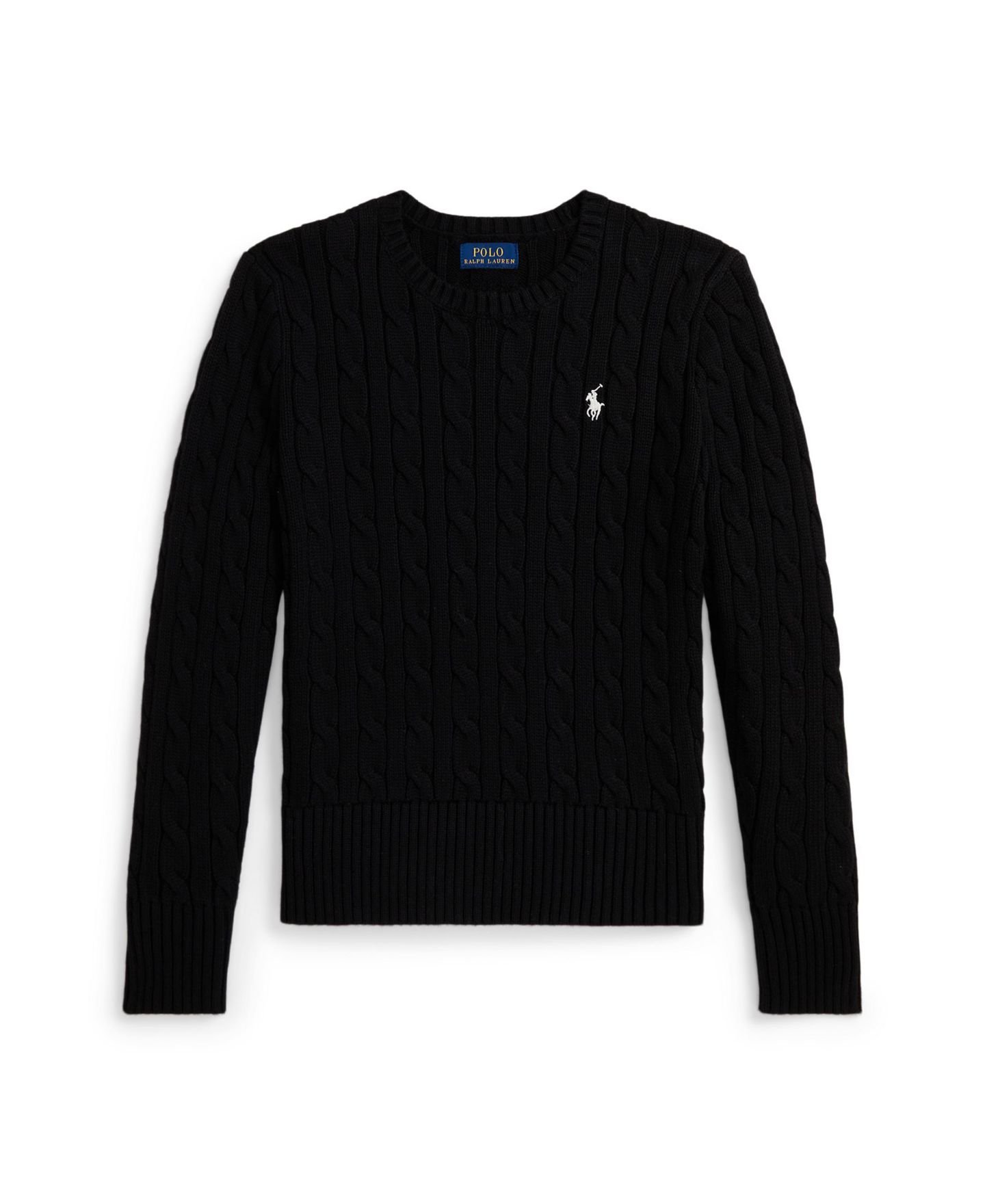 Свитер Polo Ralph Lauren Cable-Knit Long Sleeves для девочек, цвет: Чёрный — фото 1