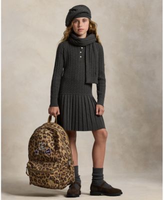 Girls' 7-16 Mini-Cable Long Sleeve Sweater Dress