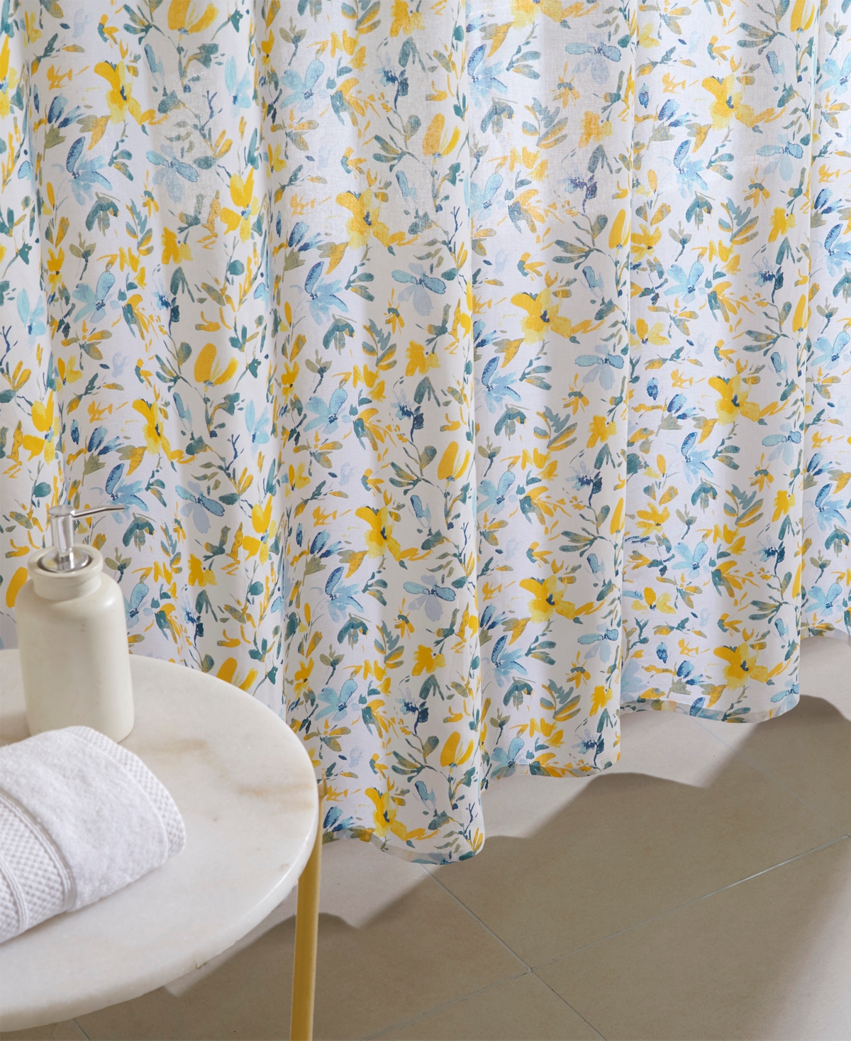 Laura Ashley Nora Shower Curtain, 72" X 84" In Yellow