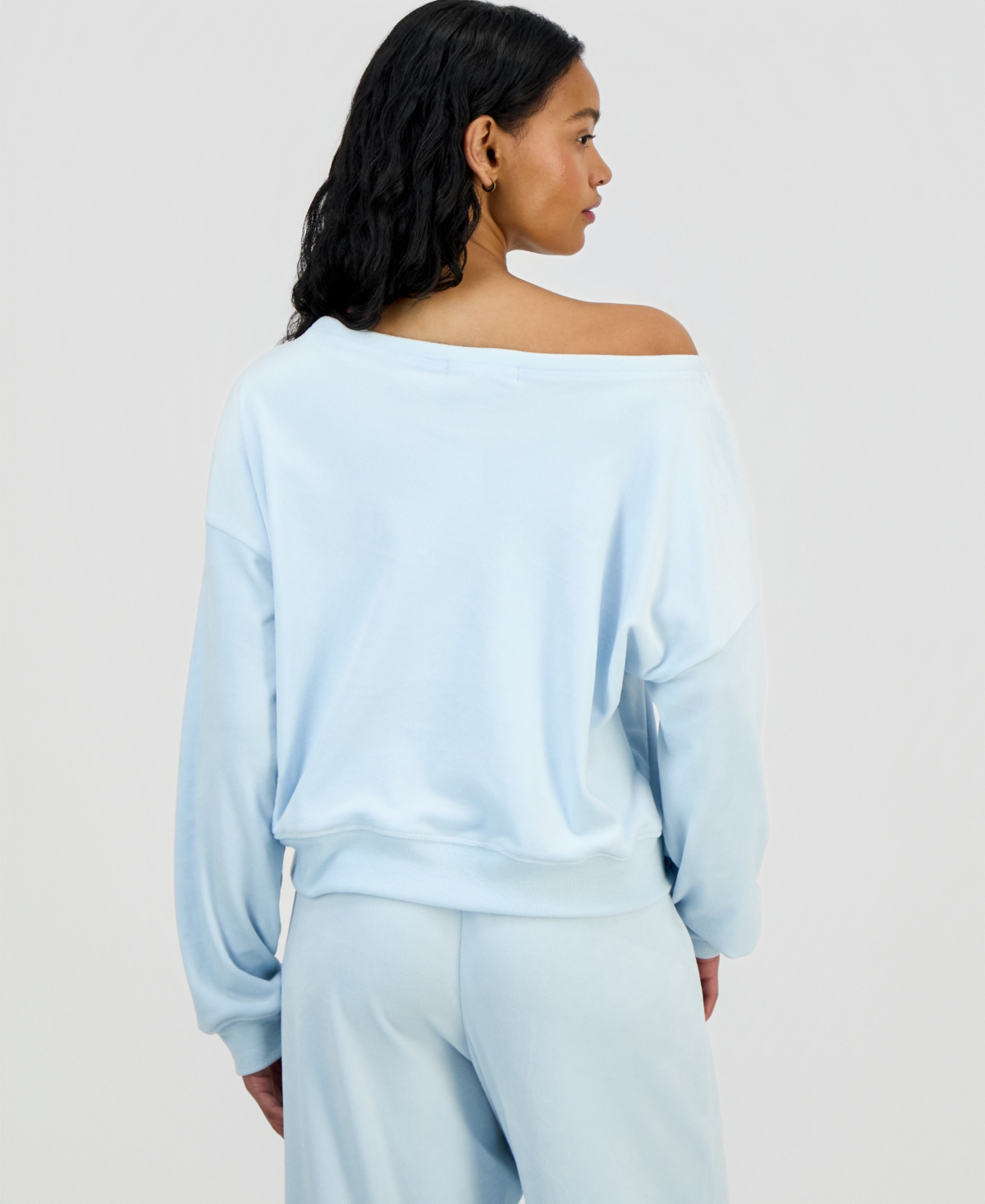Grayson Threads, The Label Juniors' West Village Off-The-Shoulder Velour Sweatshirt