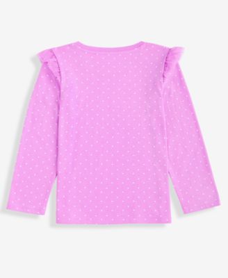 Girls Toddler 2T-4T Polka Dot Ruffle Long-Sleeve Top