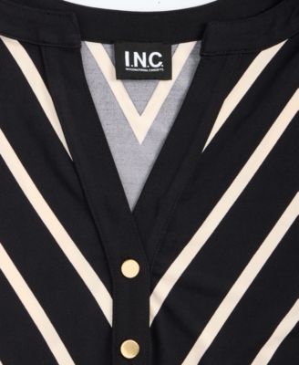 Plus Size Mitered Stripe Half-Placket Shirt, Macy's Exclusive 